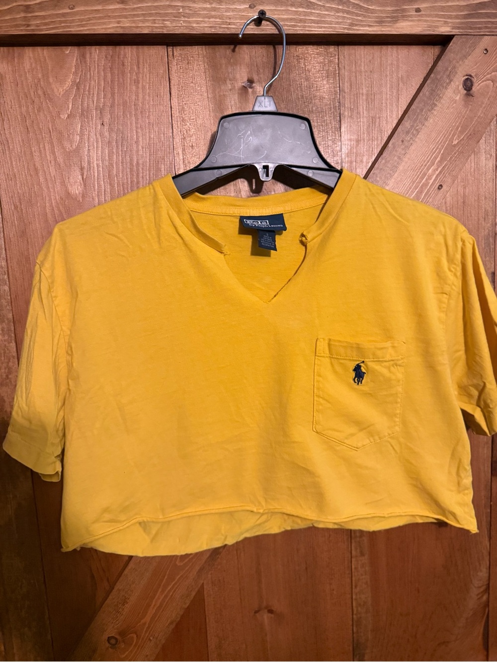 Ralph Lauren Yellow Polo Cropped Crewneck Tee with Navy Label